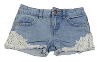 Světlemodré riflové kraťasy s krajkou Denim Co.