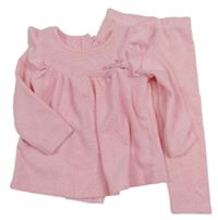 2 set - Světlerůžový svetr s mašlí + úpletové tepláky Matalan