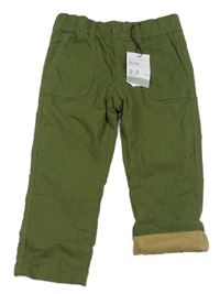 Nové - khaki plátěné zateplené kalhoty Denim Co.