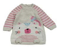 Smetanovo-ružové svetrové šaty s mačkou zn. Tu