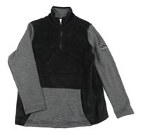 Čierno-sivá plyšová mikina s nášivkou Yigga