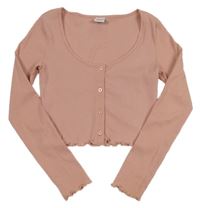 Starorůžové žebrované crop triko Page one young