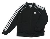 Černá sportovní propínací mikina s bílými pruhy a logem Adidas