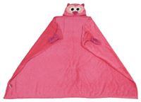 Ružová chlpatá deka s kapucí - sova