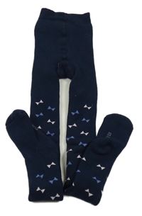 Tmavomodré zateplené pančuchy s mašličkami Lupilu