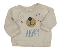 Smetanová chlupatá mikina s medvědem Ergee