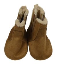 Nové - Hnedé semišové lehce zateplené papučky