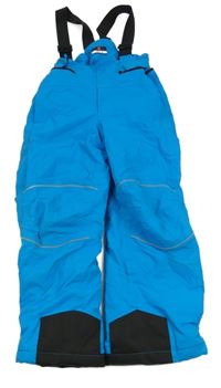 Modro-černé šusťákové funkční oteplovačky s kšandami jako