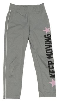 Sivé melírované crop športové legíny s nápisom Matalan