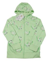 Nové - zelená propínací mikina s motýlky a kapucí Topolino