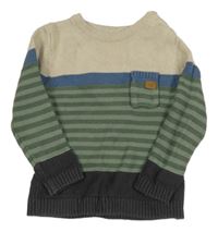 Zeleno-smotanový pruhovaný sveter John Lewis