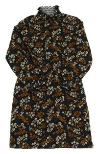 Čierno-hnedé kvetované šaty we