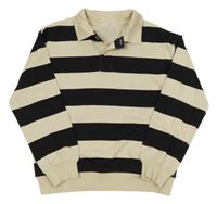 Černo-smetanová pruhovaná mikina s límečkem H&M