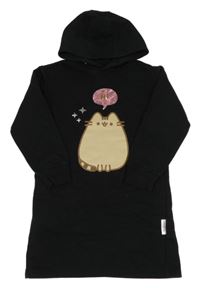Černé teplákové šaty s Pusheen a kapucí Reserved