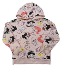 Světlerůžová mikina s Disney princeznami a kapucí Primark