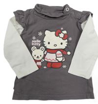 Sivo-biele tričko s Hello Kitty