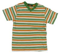 Zeleno-oranžovo-biele pruhované tričko George