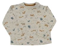 Béžové melírované tričko s lesními zvířaty Nutmeg