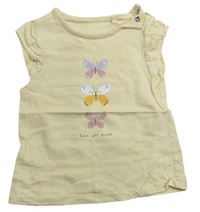 Svetložlté tričko s motýly Tu
