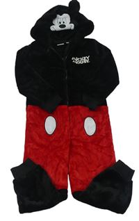 Čierno-červená chlpatá kombinéza s kapucí - Mickey zn. Primark