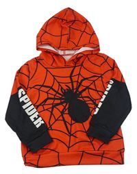 Červeno-čierna mikina s pavučinami a kapucí - Spiderman
