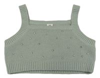 Mintový úpletový crop top s kamienkami River Island