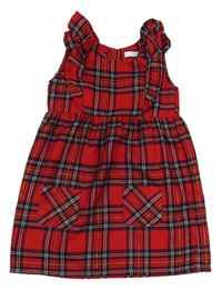 Červeno-čierne kockované šaty s volánikmi Primark