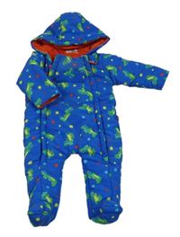 Tmavomodrá šusťáková zimní kombinéza s krokodýly a kapucí Lily&Jack