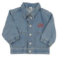 Svetlomodrá rifľová bunda s nápisom H&M