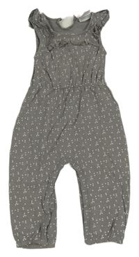 Svetlosivý bodkovaná ý nohavicový overal s volánikmi Topomini