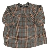 Čierno-bielo-hrdzavé kockované šaty Next