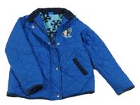 Tmavomodrá prešívaná šušťáková zateplená bunda s Elsou Disney