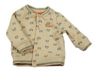 Béžová obojstranná prepínaci mikina s traktormi