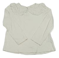 Smetanové triko s límečkem s krajkou C&A