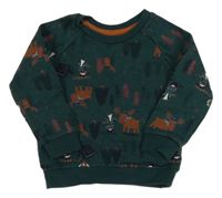 Tmavozelená mikina s losmi Primark