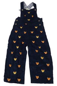 Tmavomodré laclové podšité manšestráky s býky Jojo Maman Bébé