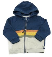 Tmavomodro-béžovo-farebná prepínaci mikina s kapucňou F&F