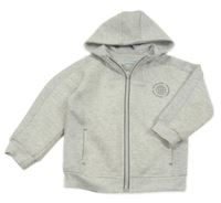 Svetlosivá melírovaná prepínaci mikina s potlačou a kapucňou Primark