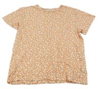 Oranžovo-biele tričko s motýlikmi H&M