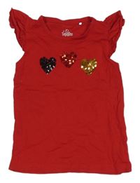 Červené tričko so srdiečkami a volánikmi Topolino