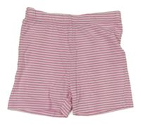 Růžovo-bílé pruhované elastické kraťasy