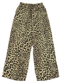 Béžovo-čierne palazzo nohavice s leopardím vzorom Shein