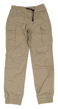 Béžové cargo cuff plátěné kalhoty H&M