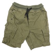 Khaki plátěné crago kraťasy s úpletovým pasem Tu