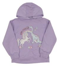 Lila mikina s jednorožcom a dinem a kapucňou Primark