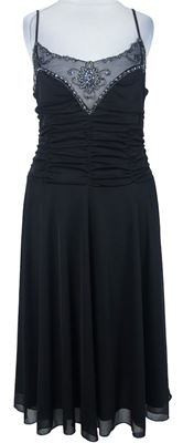 Dámské černé tylové koktejové šaty s korálky Dorothy Perkins 