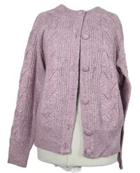Dámský růžový melírovaný propínací svetr M&S