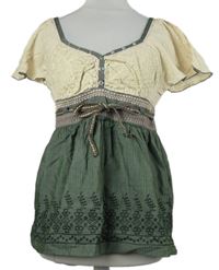 Dámska béžovo-khaki vyšívaná blúzka Next