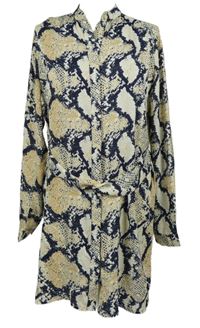 Dámska tmavomodro-béžová vzorovaná blúzková á tunika zn. Missguided