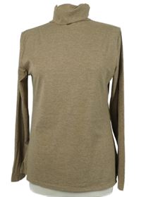 Dámske béžové rebrované tričko s rolákom Peacocks